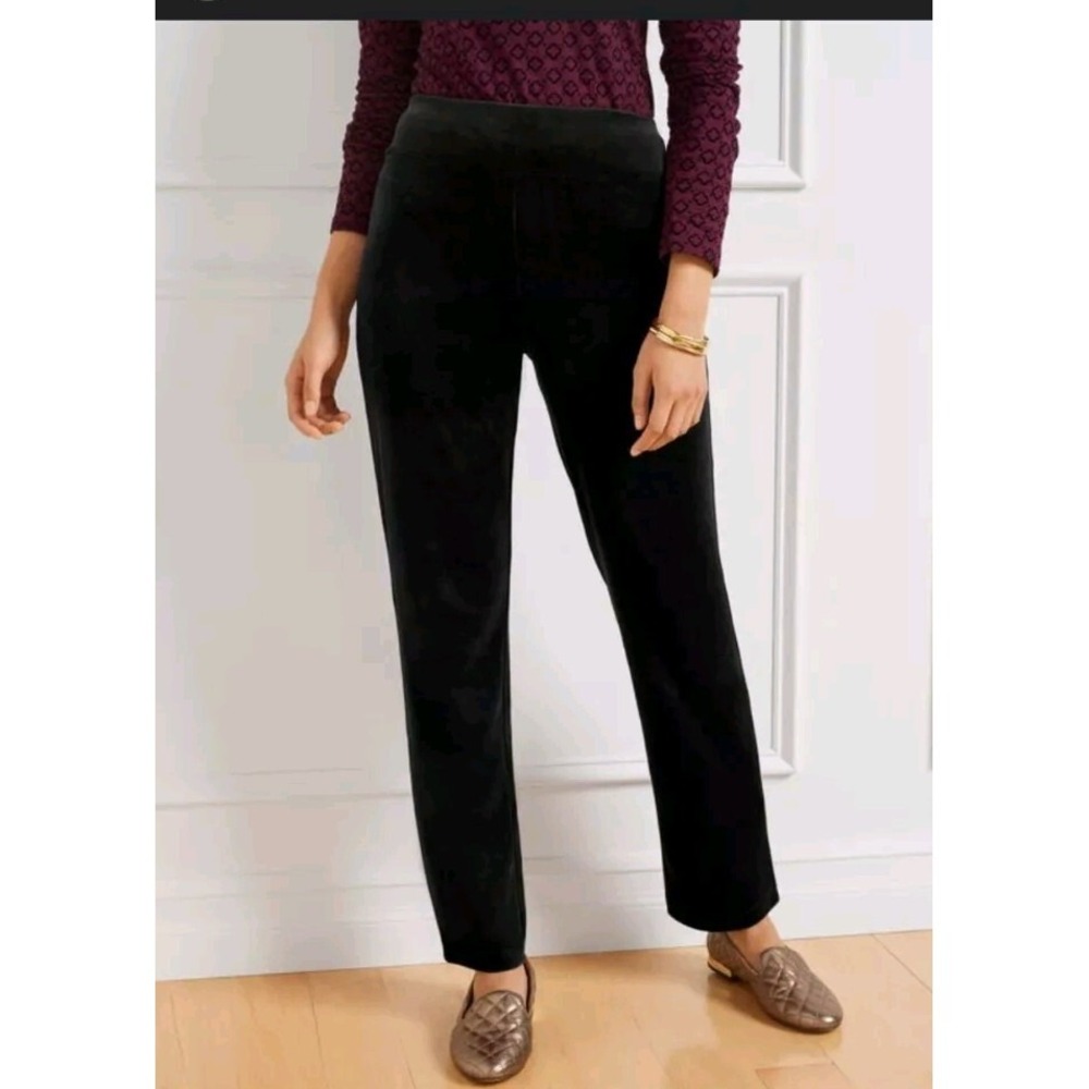 Talbots Pants Women 22 Plus Petite Black Velvet Hampshire Ankle Career Casual 03
